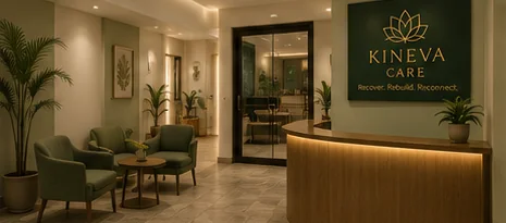 Reception desk and family seating area